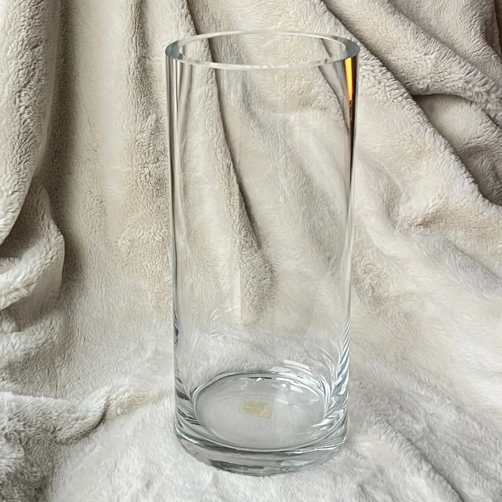 Restoration Hardware Cylinder Glass Vase Thick Modern Minimalist Clean V Day NWT